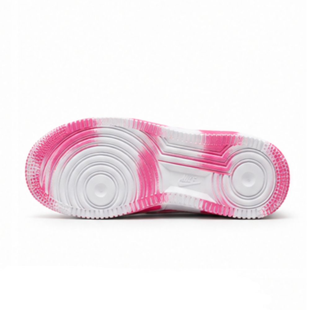 Nike Air Force 1 Custom White Rope Laces Effetto Sporco Spuorc Rosa Rose Paint