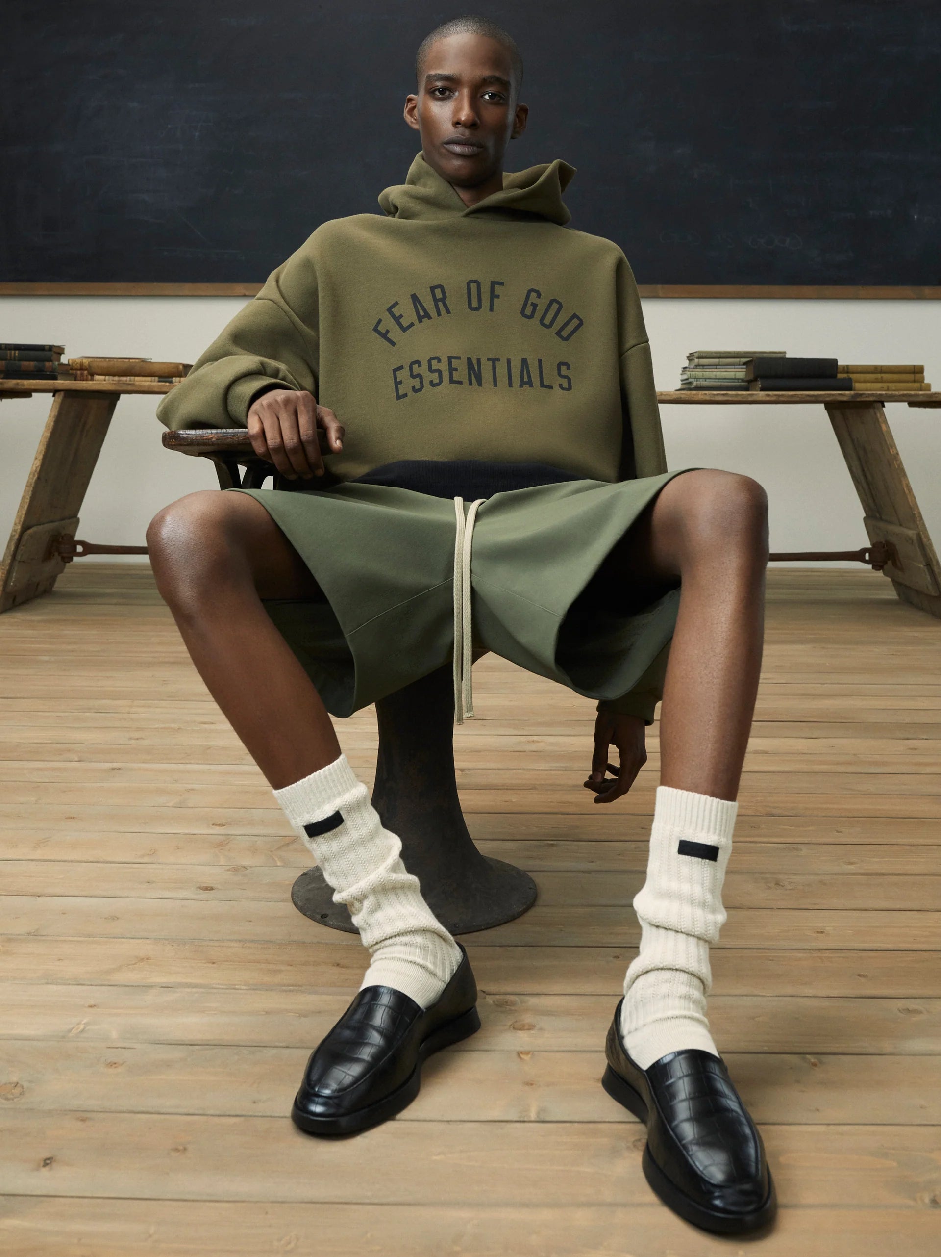 Fear Of God Essentials Fleece Hoodie (FW24) Olive