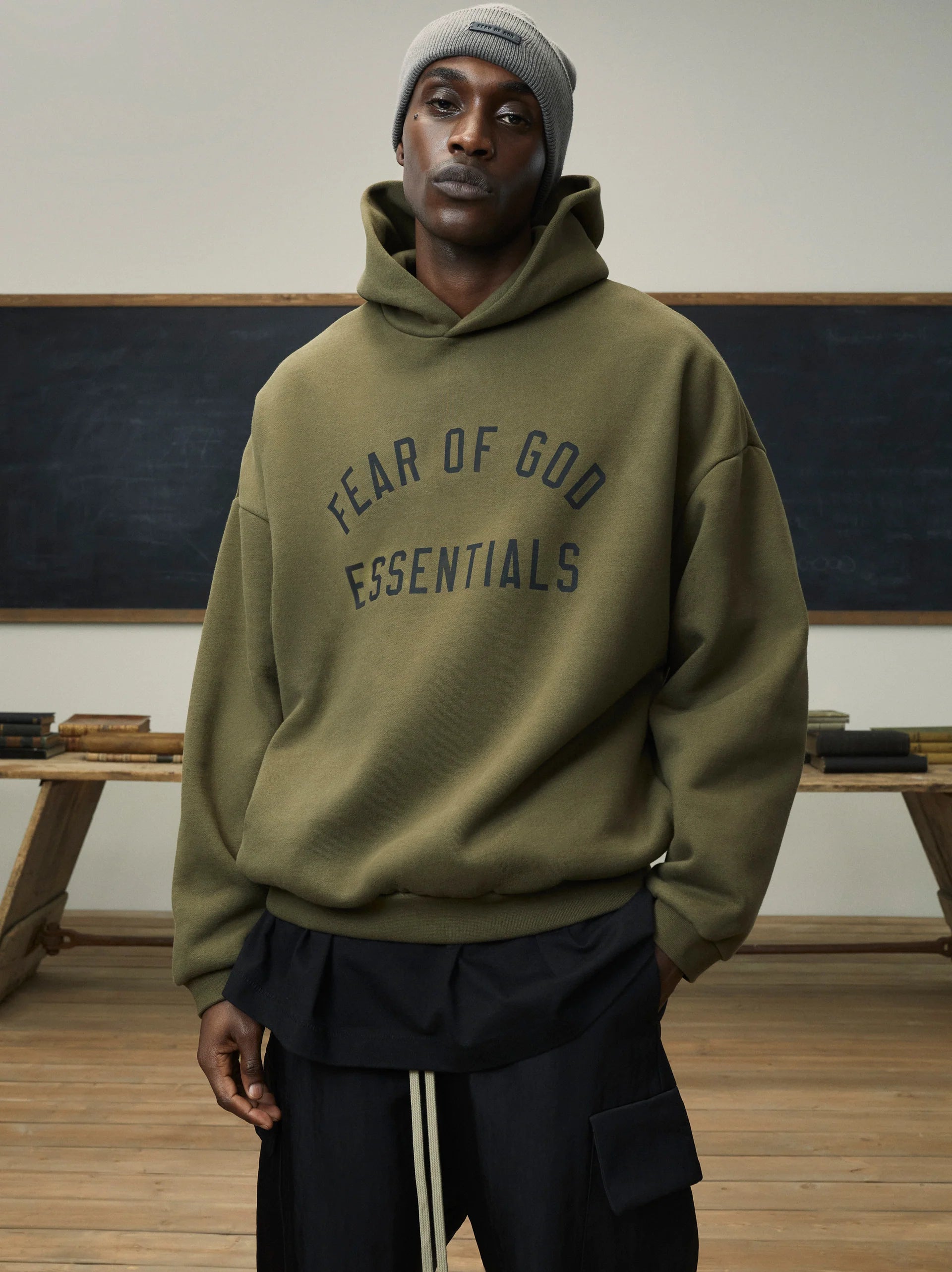 Fear Of God Essentials Fleece Hoodie (FW24) Olive