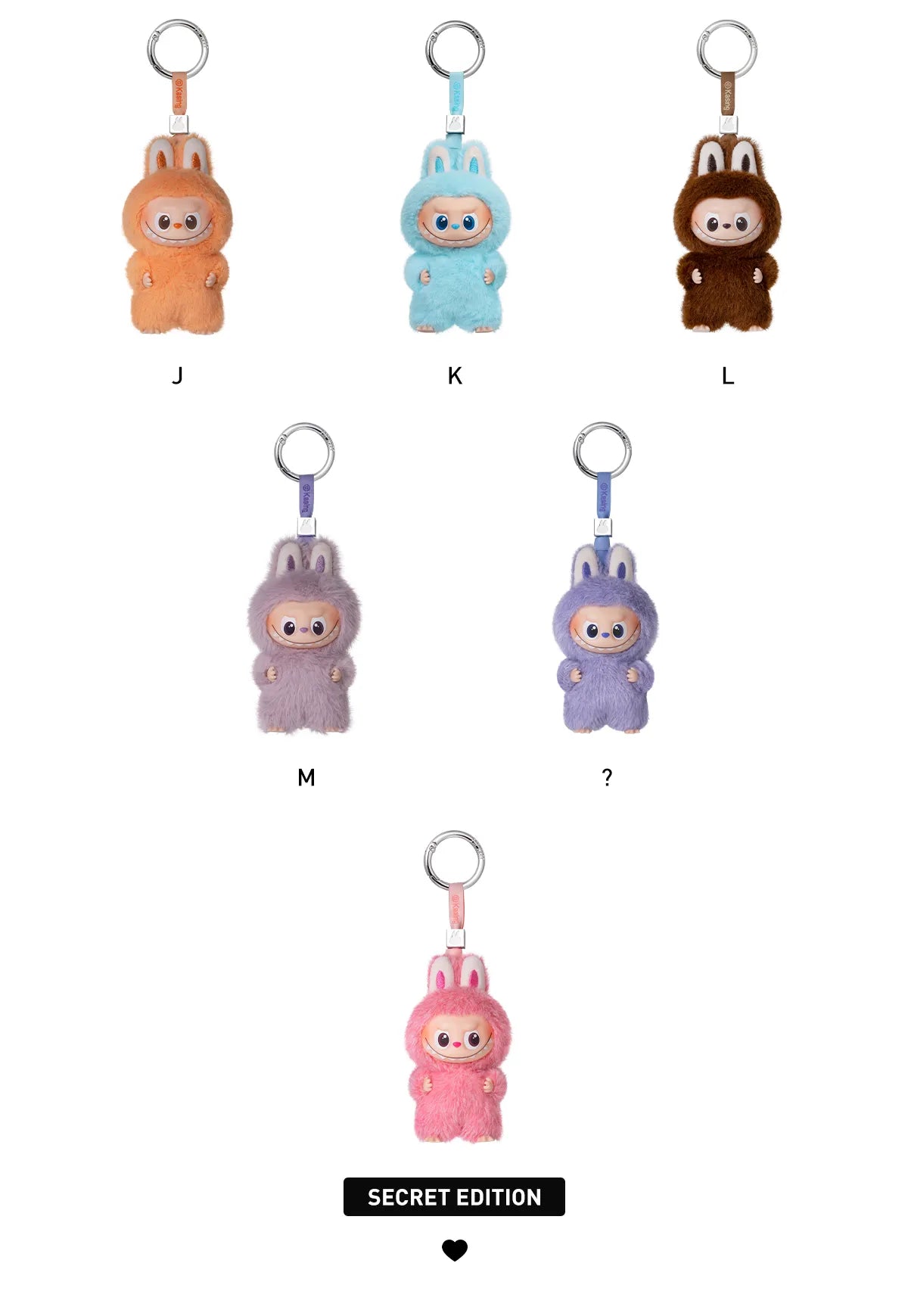 Pop Mart Labubu THE MONSTER PIN FOR LOVE SERIES - Vinyl Plush Pendant blind box (A-M) Sealed Case (14 Blind Box)