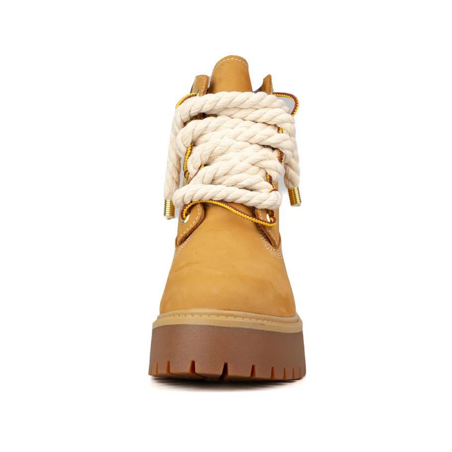 Timberland® Stivale Impermeabile Platform Premium Stone Street Giallo Custom Corda Rope Laces
