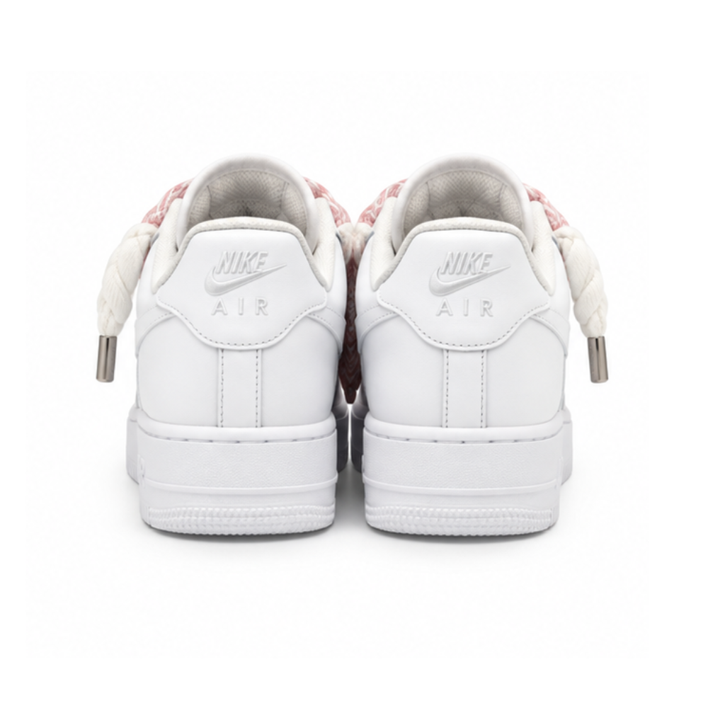 Nike Air Force 1 White Custom White Rope Laces Mood Lavin Style Rose