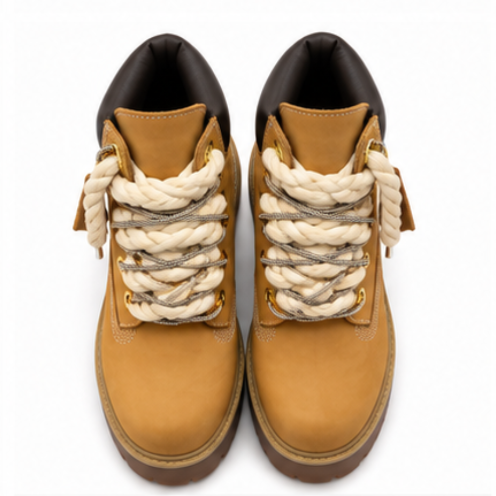 Timberland® Premium Plateau-Stiefel Stone Street Gelb mit maßgefertigten Kordel-Schnürsenkeln und Swarovski Glitzer Silber