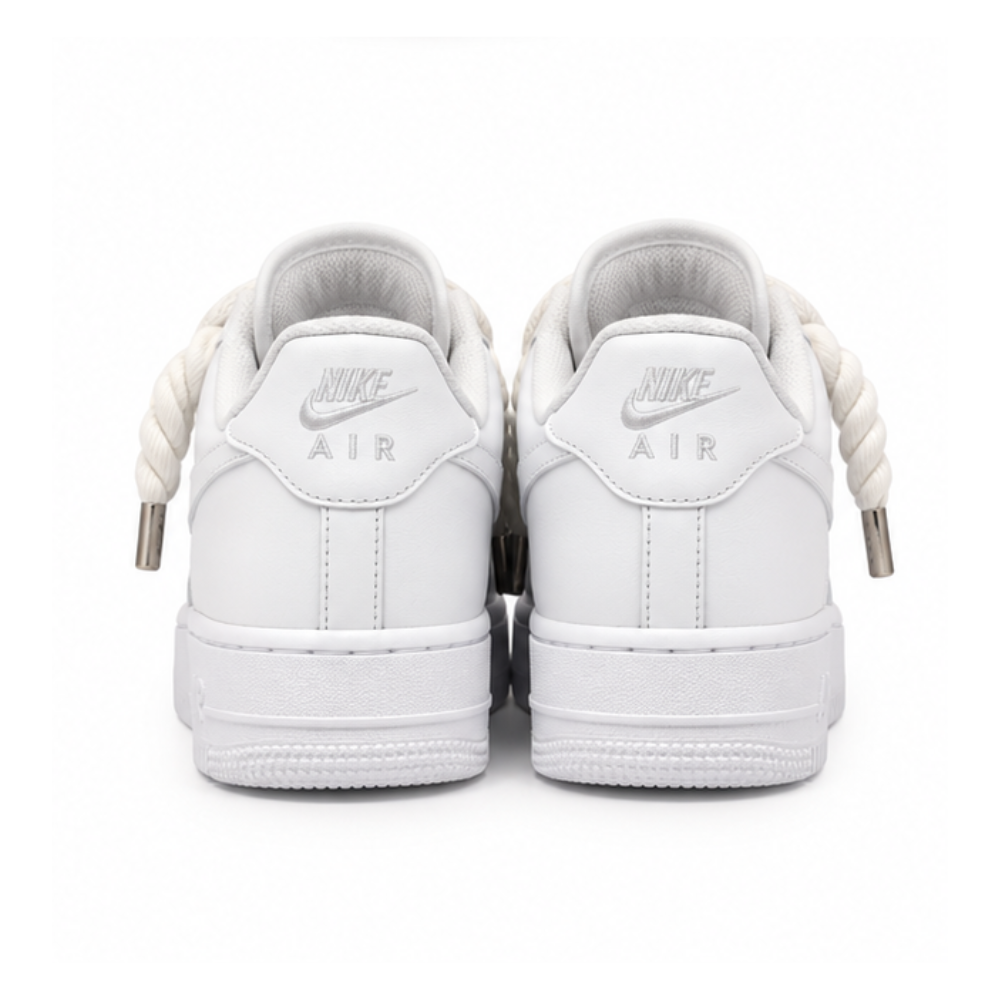 Nike Air Force 1 White Custom White Rope Laces Mood Lavin Style White