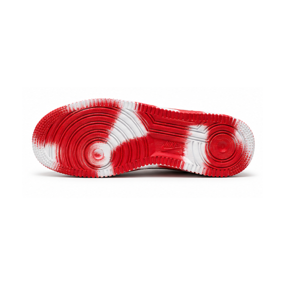 Nike Air Force 1 Custom White Rope Laces Effetto Sporco Spuorc Red Paint