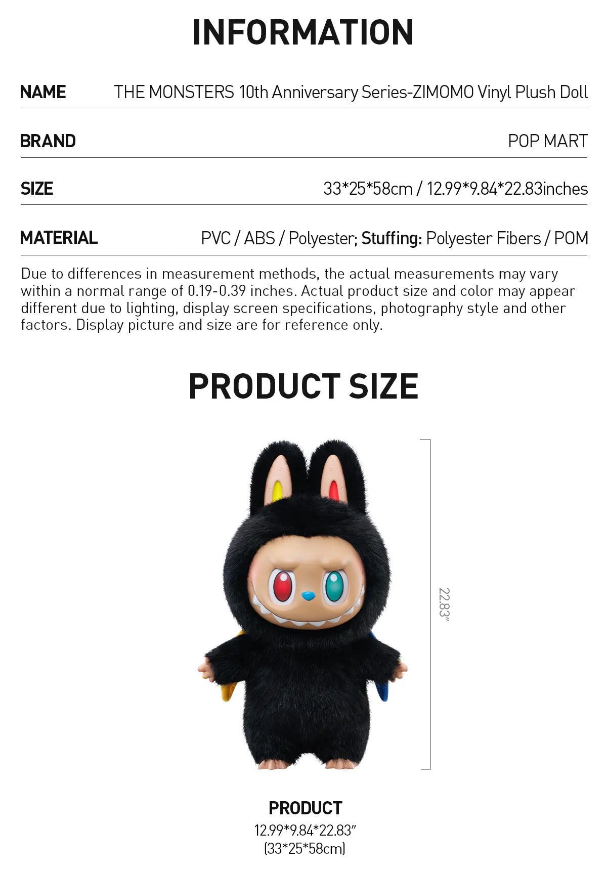 Pop Mart The Monsters Labubu 10th Anniversary Series ZIMOMO Vinyl Plush Doll
