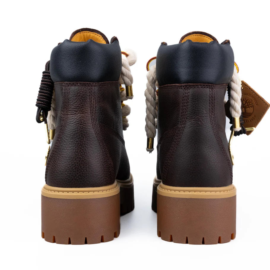 Timberland® Stivale Impermeabile Platform Premium Stone Street Marrone Scuro Custom Corda Beige Rope Laces