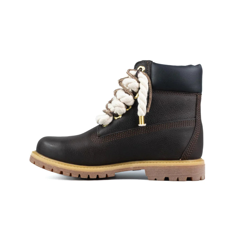 Timberland® Stivale Impermeabile Premium Marrone Scuro Custom Corda Beige Rope Laces Gold Swaroski