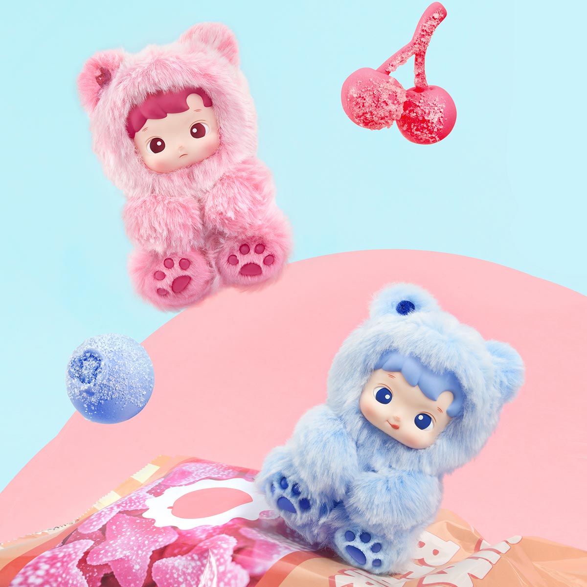 Pop Mart HACIPUPU Gummy Bear Series Vinyl Face Plush Pendant Sealed Case (6 Blind Box)