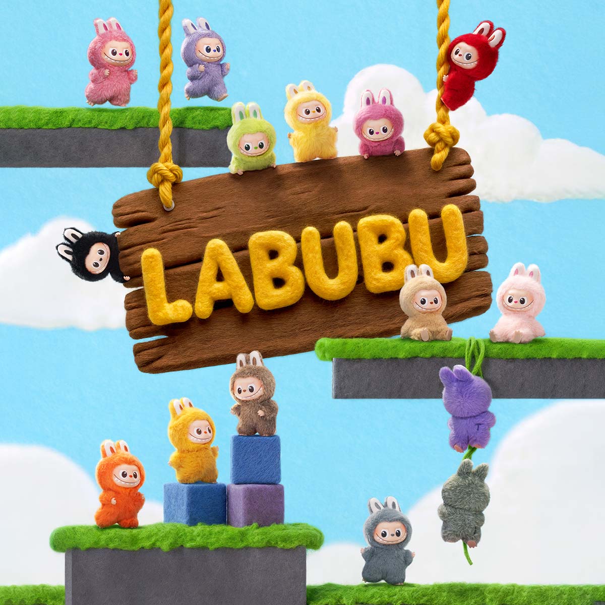 Pop Mart Labubu THE MONSTER PIN FOR LOVE SERIES - Vinyl Plush Pendant blind box (N-Z) Sealed Case (14 Blind Box)
