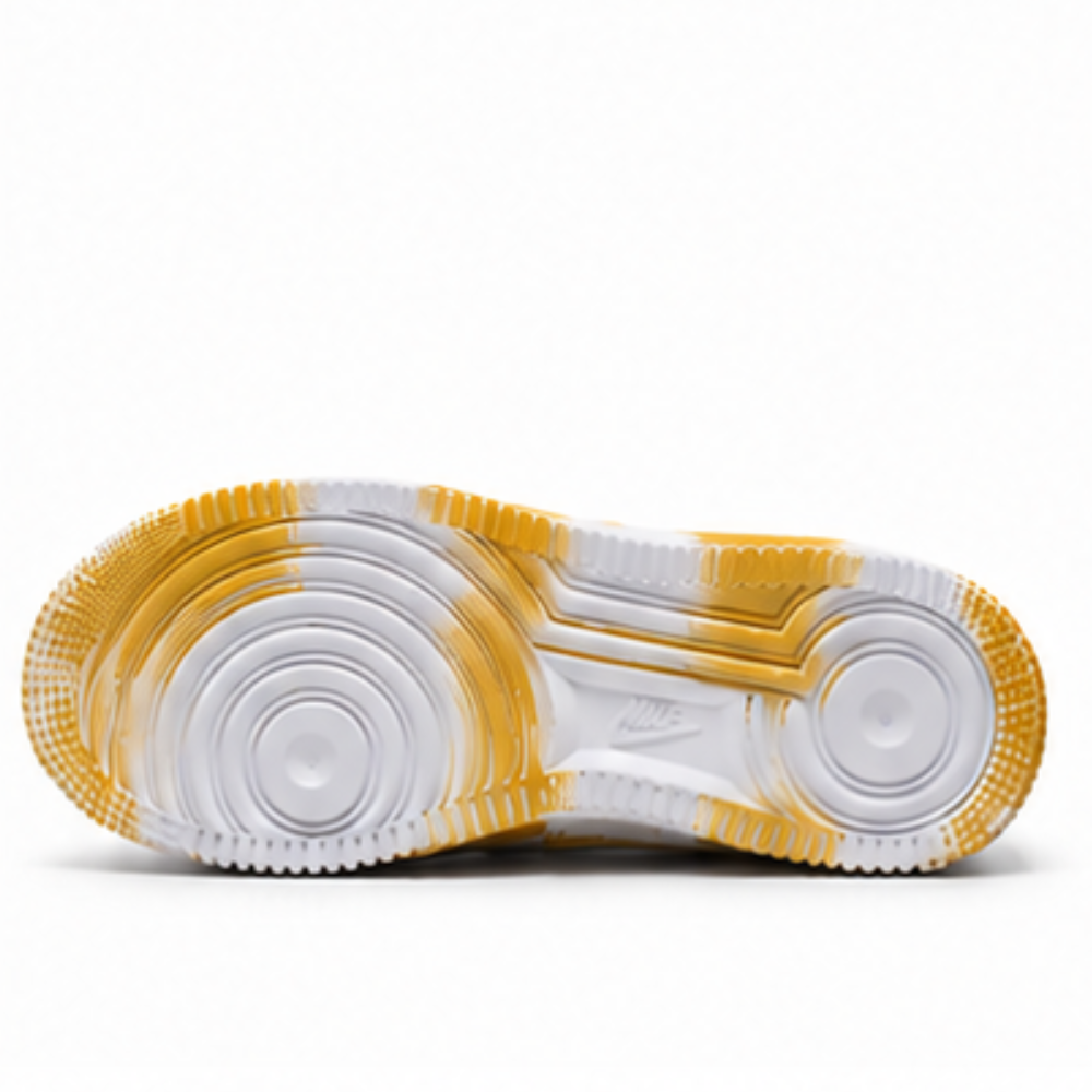 Nike Air Force 1 Custom White Rope Laces Effetto Sporco Spuorc Giallo Ocra Yellow Paint