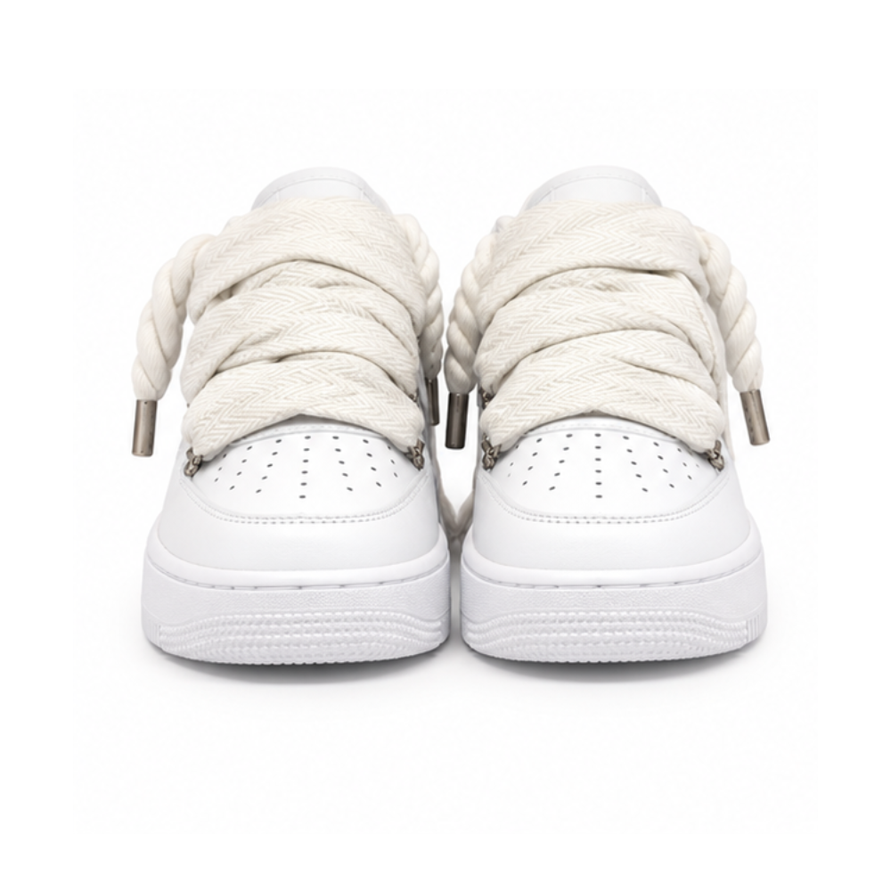 Nike Air Force 1 White Custom White Rope Laces Mood Lavin Style White