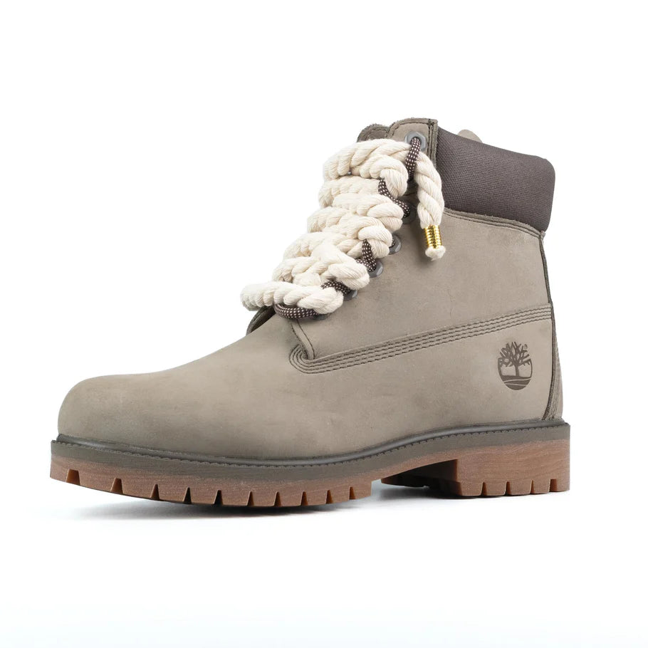 Timberland® Stivale Impermeabile Premium Verde Oliva Custom Corda Beige Rope Laces