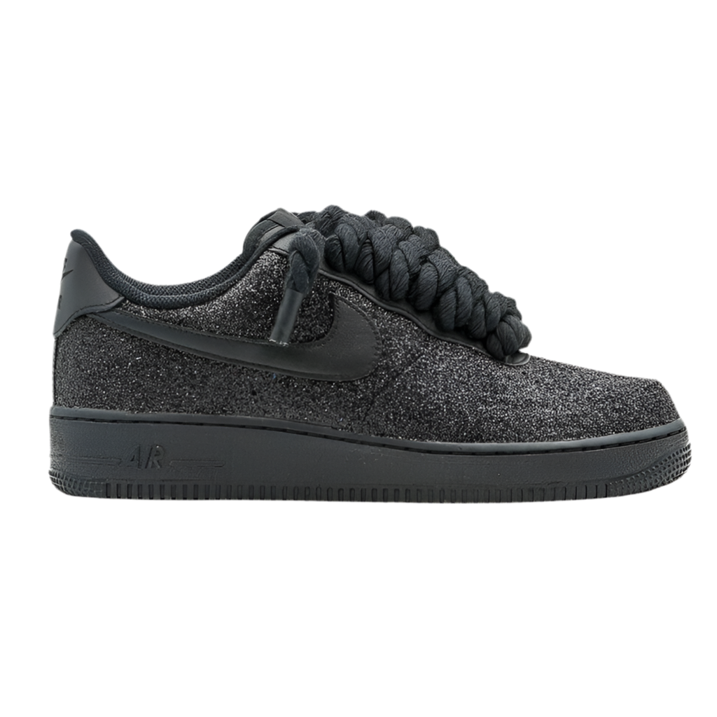 Black Glitter Air Force Nike Air Force Rope Laces Custom Black