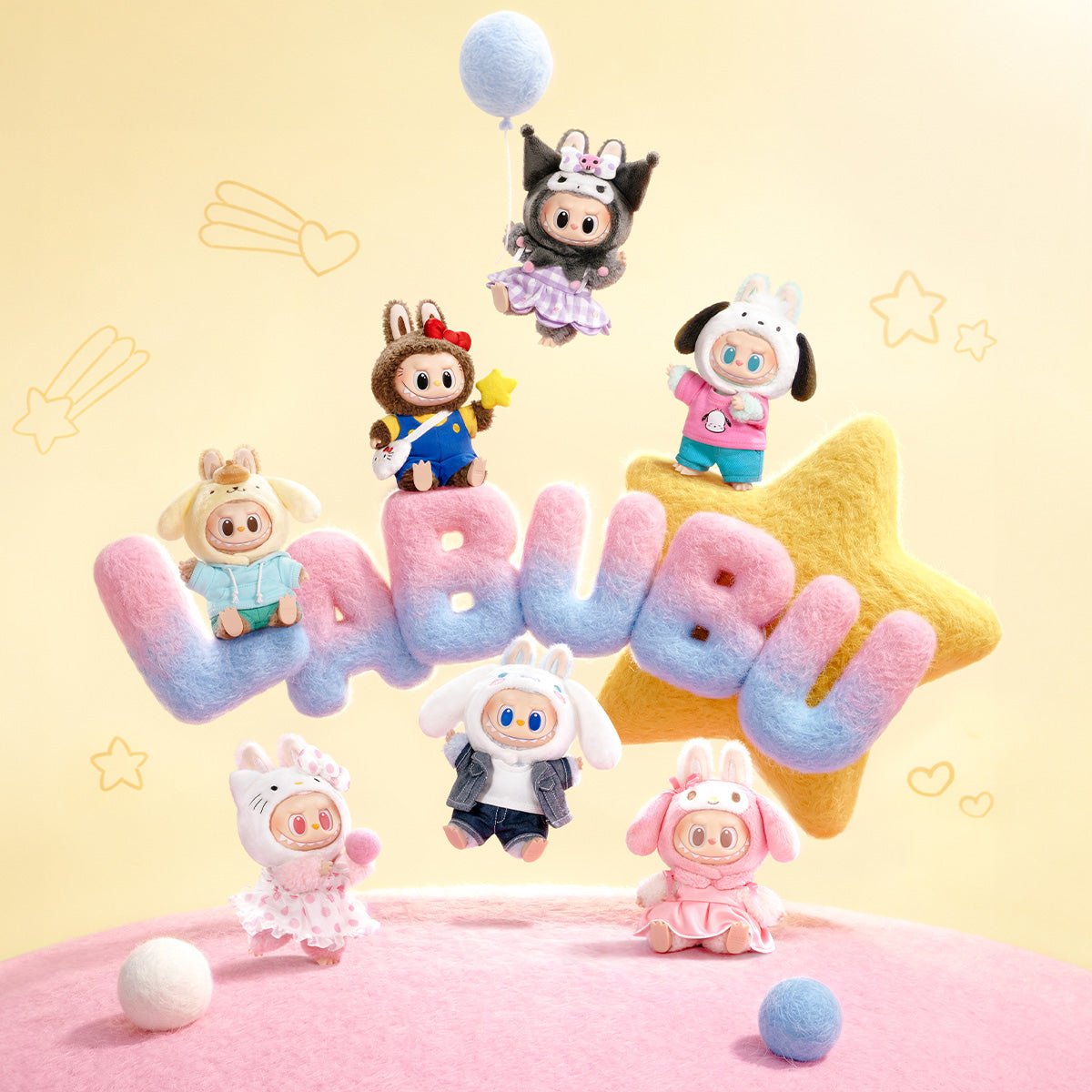 Pop Mart The Monsters Labubu x Hello Kitty and Friends My Melody Vinyl Plush Pendant