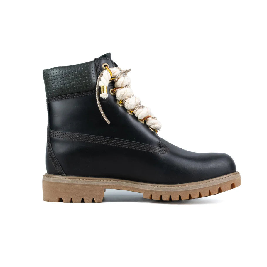 Timberland® Stivale Impermeabile Premium Black Gum Custom Corda Rope Laces Swarovski