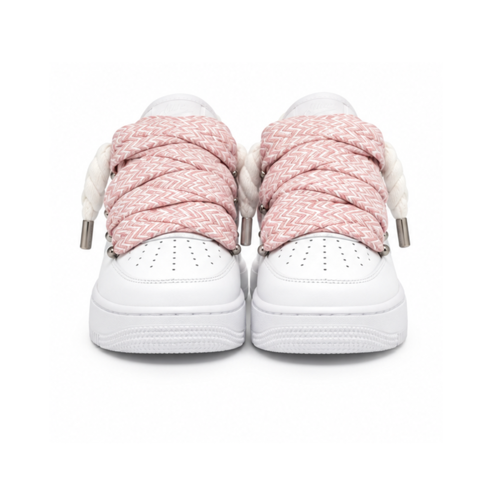 Nike Air Force 1 White Custom White Rope Laces Mood Lavin Style Rose