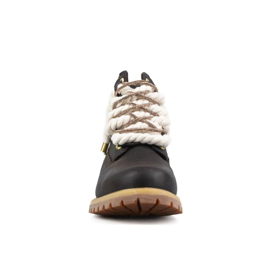 Timberland® Stivale Impermeabile Premium Marrone Scuro Custom Corda Beige Rope Laces Gold Swaroski