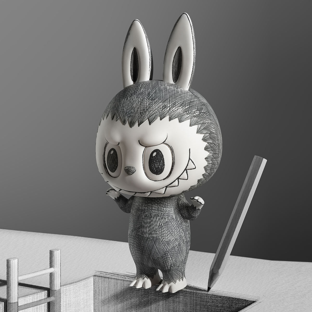 POP Mart Mega Labubu Sketch 1000%