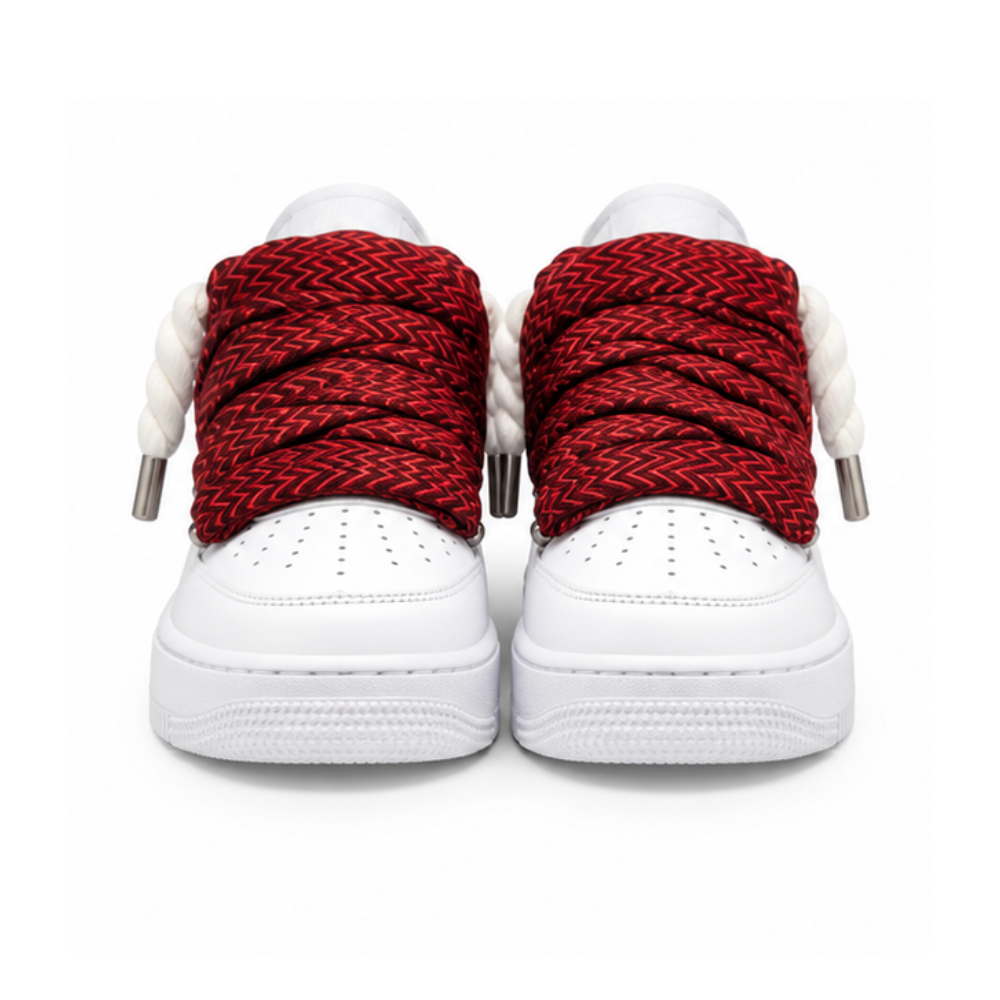 Nike Air Force 1 White Custom White Rope Laces Mood Lavin Style Bordeaux Red