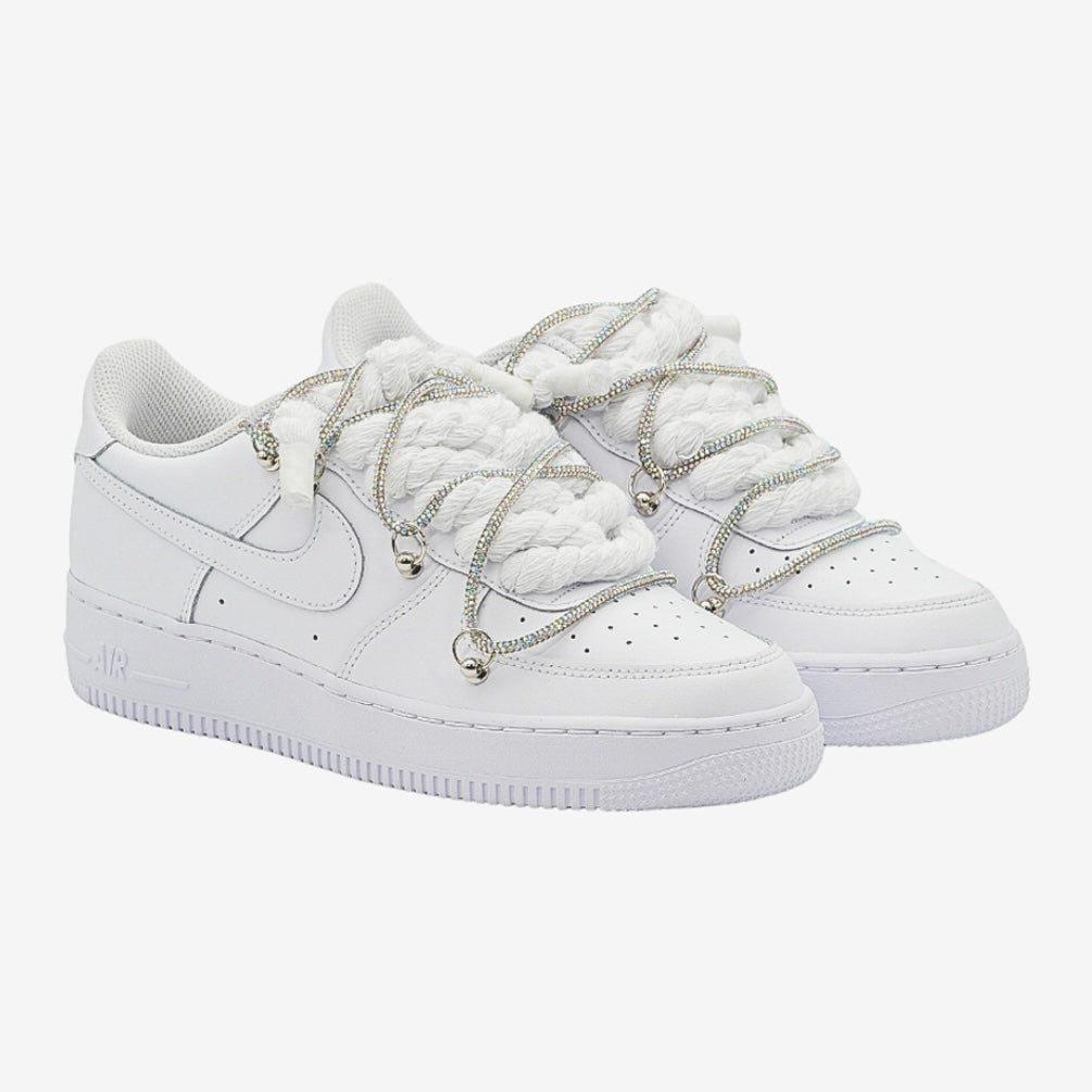 Nike Air Force 1 Custom White Rope Laces Off Swarovski