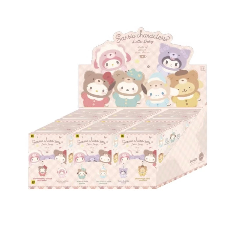Miniso Top Toy Sanrio Latte Baby Vinyl Plush Keychains Sealed Case (6 Blind Box)