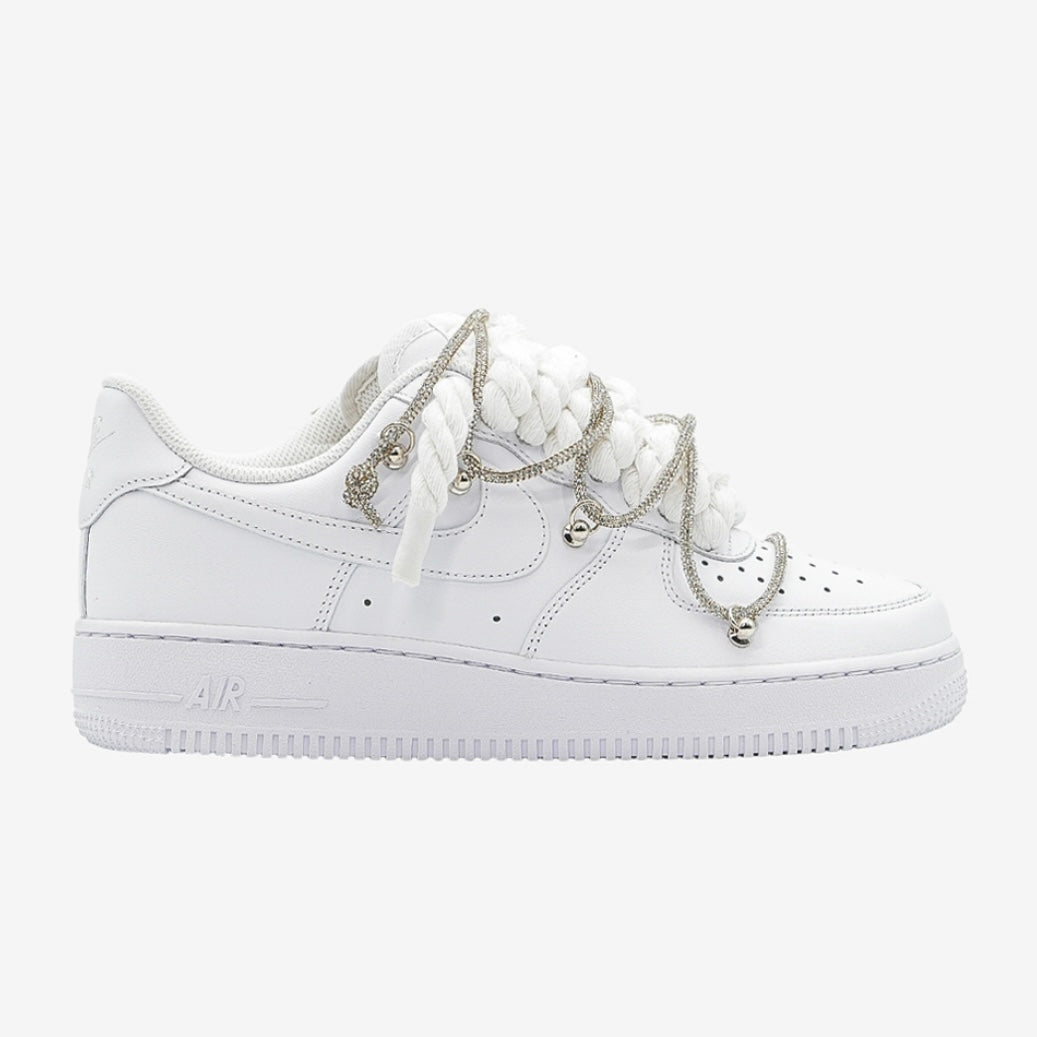 Nike Air Force Custom White Rope Laces Off Swarovski