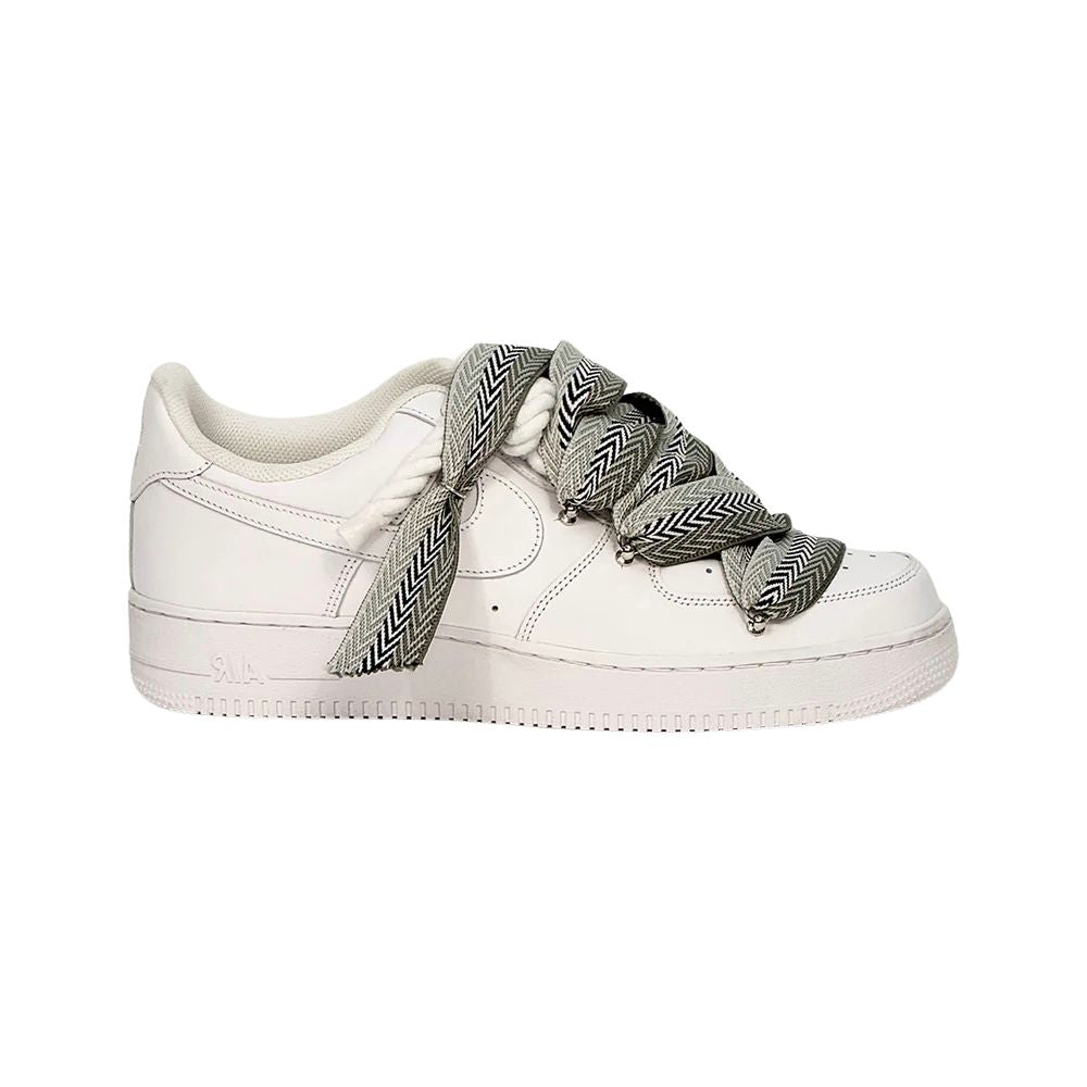 Nike Air Force 1 Custom White Rope Mood Lanvin Laces Grey