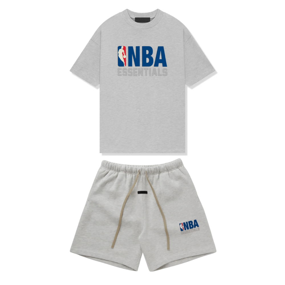 Fear Of God Essentials x NBA Bundle Completo Tee + Sweatshorts Light Heather