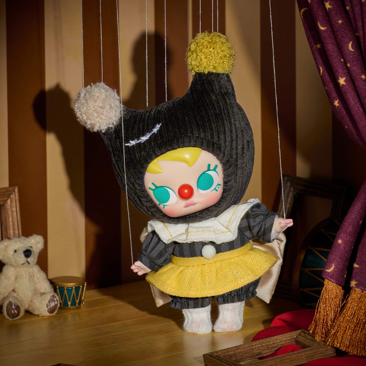 Pop Mart Why So Serious Series Labubu Baby Molly String Puppet Vinyl Plush Pendant