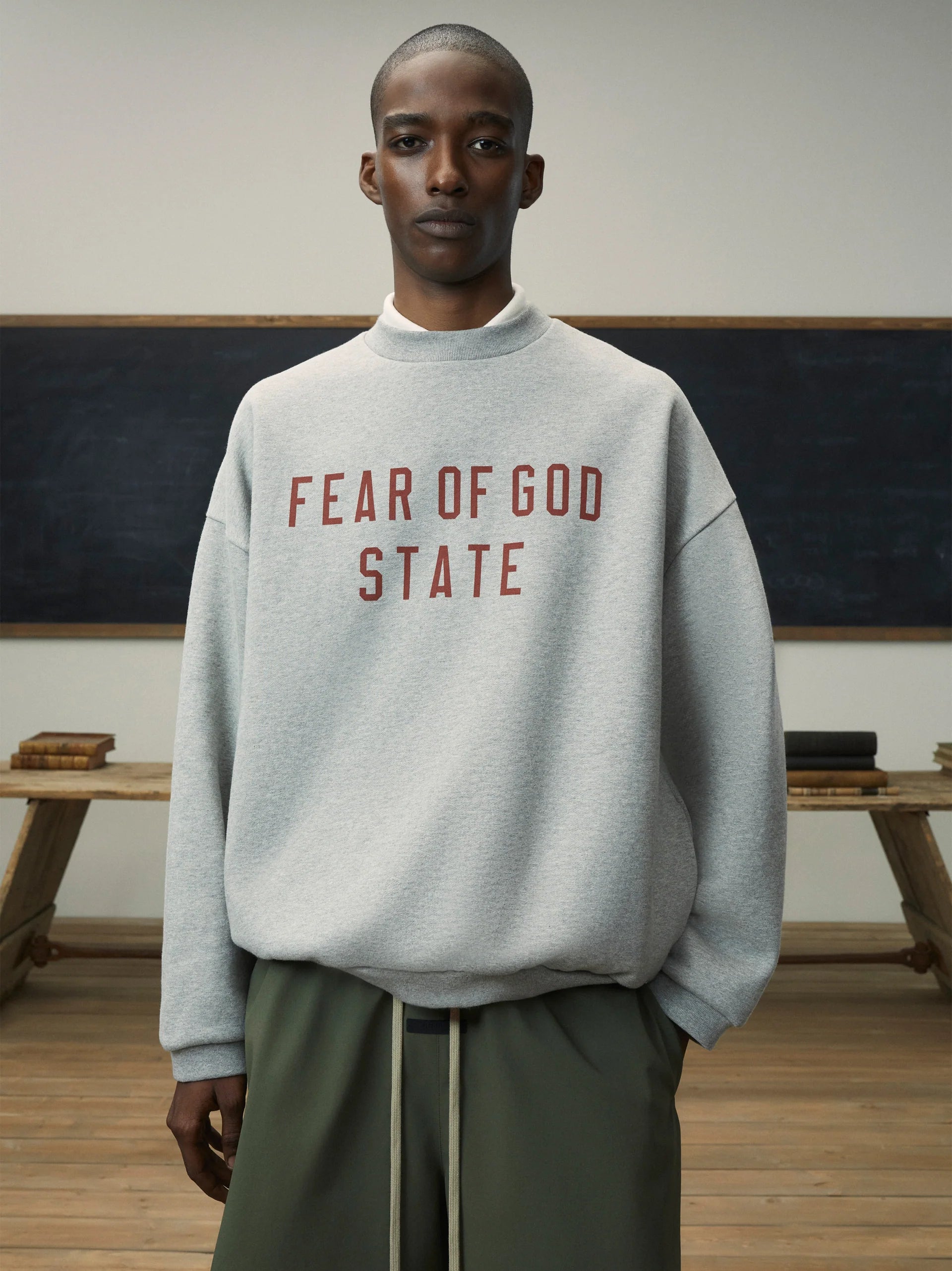 Fear Of God Essentials Fleece Crewneck State (FW24) Dark Heater