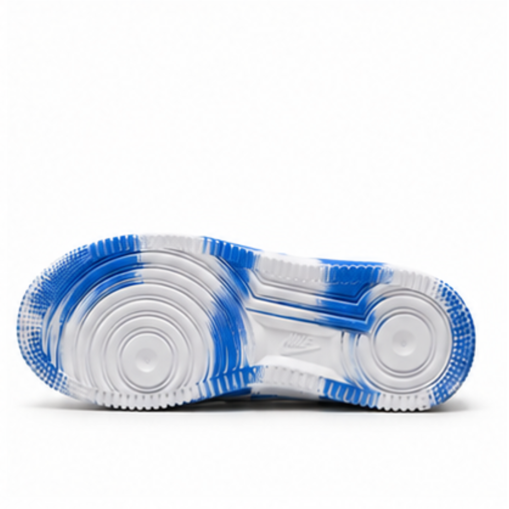 Nike Air Force 1 Custom White Rope Laces Effetto Sporco Spuorc Blue Paint