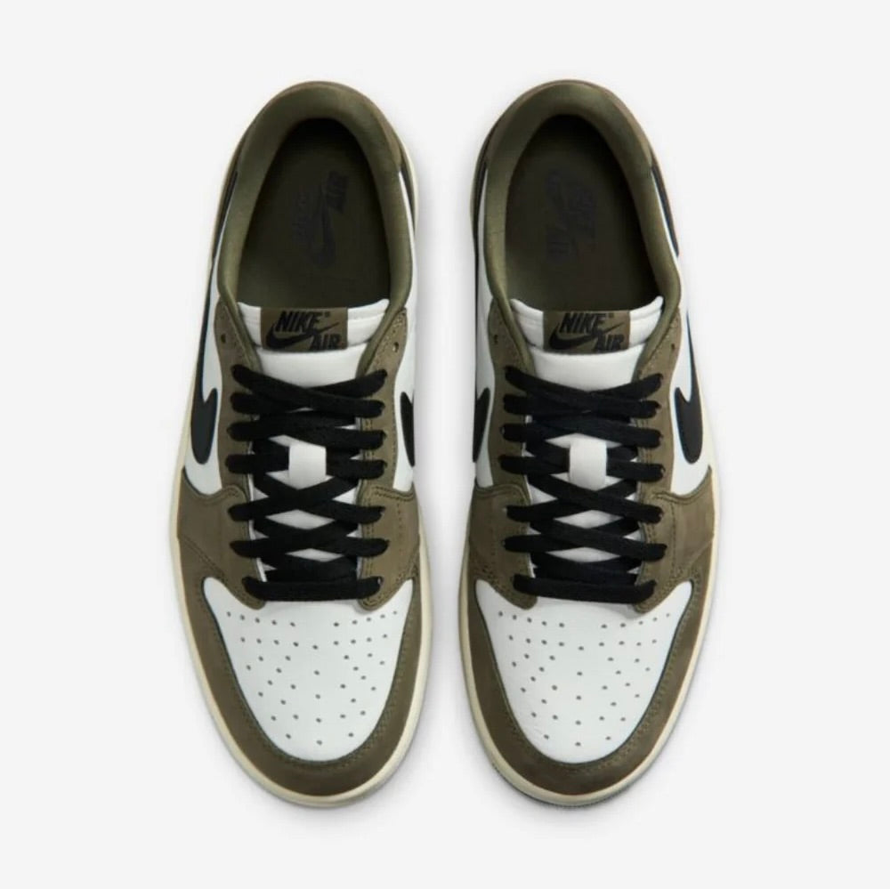 Jordan 1 Low Medium Olive Summit White Sail Black