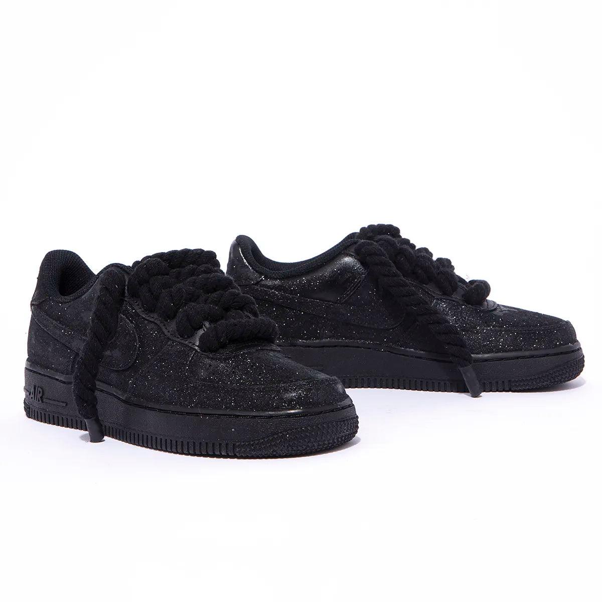 Nike Air Force 1 Rope Laces Custom Black “Glitter” - Madonnina Resell