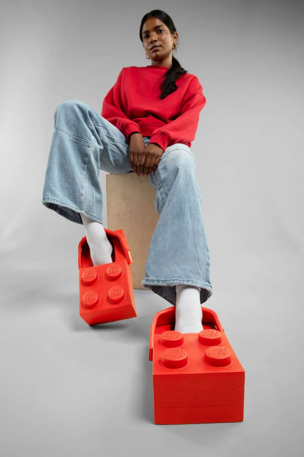 Sabots Crocs Brick Clog LEGO rouges