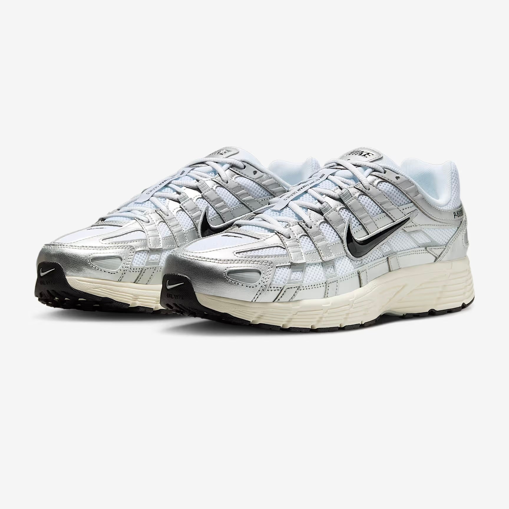 Nike P-6000 White Metallic Silver Flat Silver Black