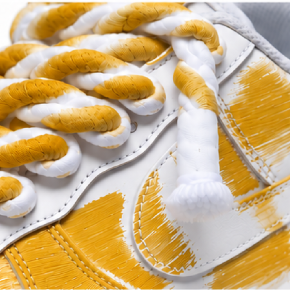Nike Air Force 1 Custom White Rope Laces Effetto Sporco Spuorc Giallo Ocra Yellow Paint
