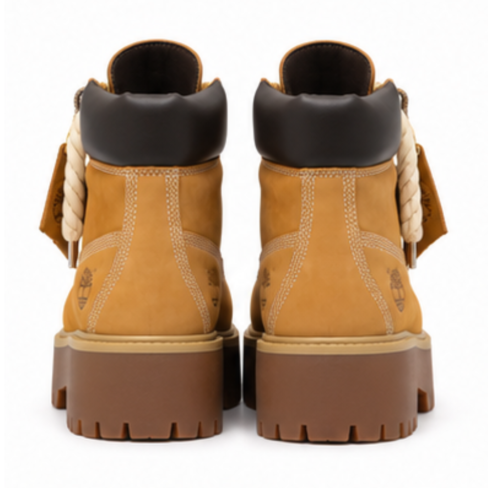 Timberland® Premium Platform Boot Stone Street Yellow Custom Rope Laces Off Swarovski Silver Glitter
