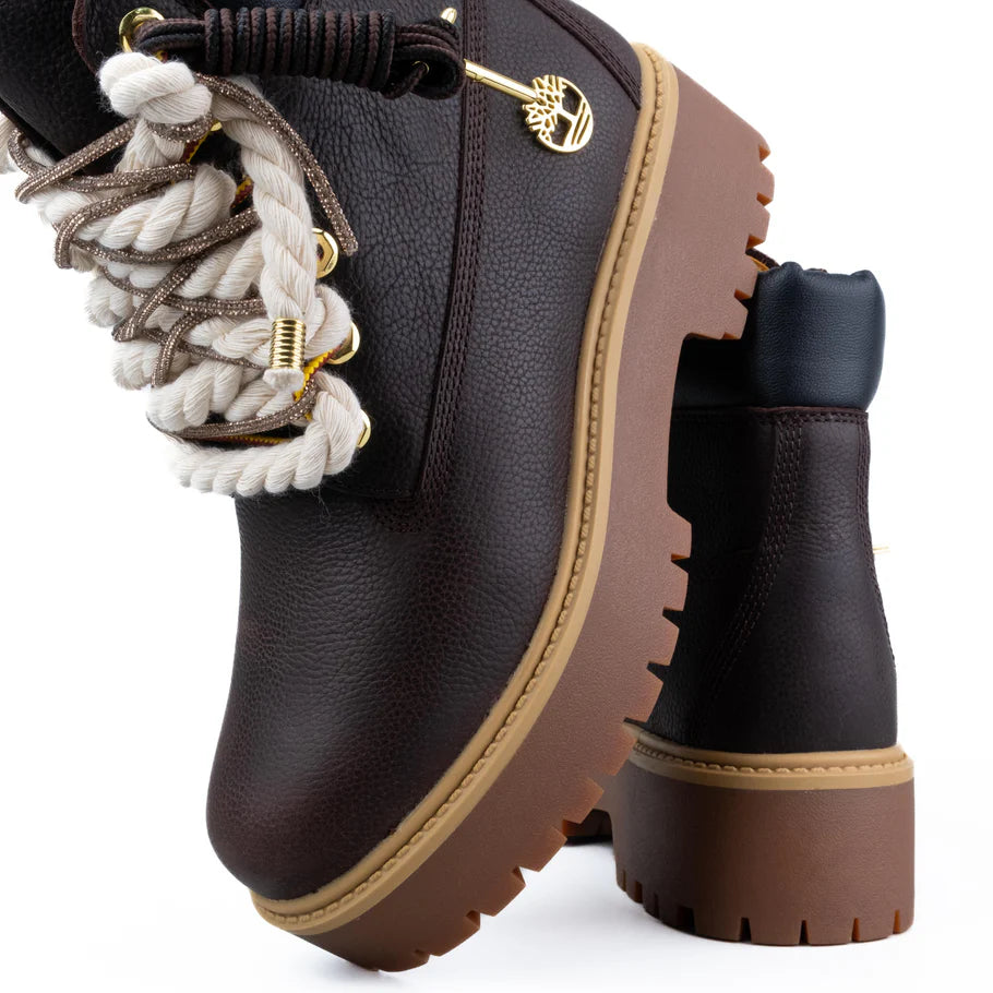 Timberland® Stivale Impermeabile Premium Stone Street Marrone Scuro Custom Corda Rope Laces Gold Swarovski Lacci