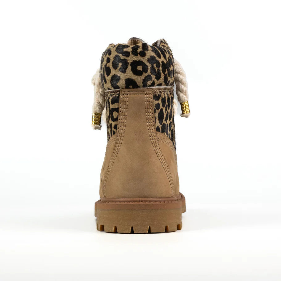 Timberland® Stivale Impermeabile Premium Beige Leopard Custom Corda Beige Rope Laces