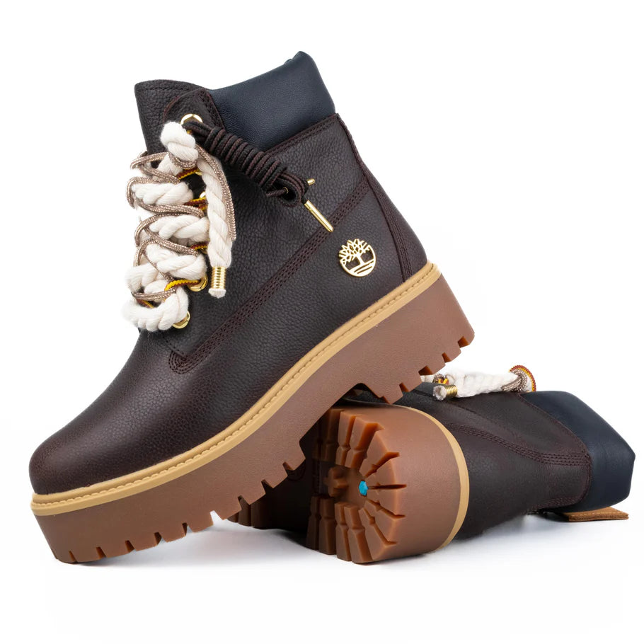 Timberland® Stivale Impermeabile Premium Stone Street Marrone Scuro Custom Corda Rope Laces Gold Swarovski Lacci