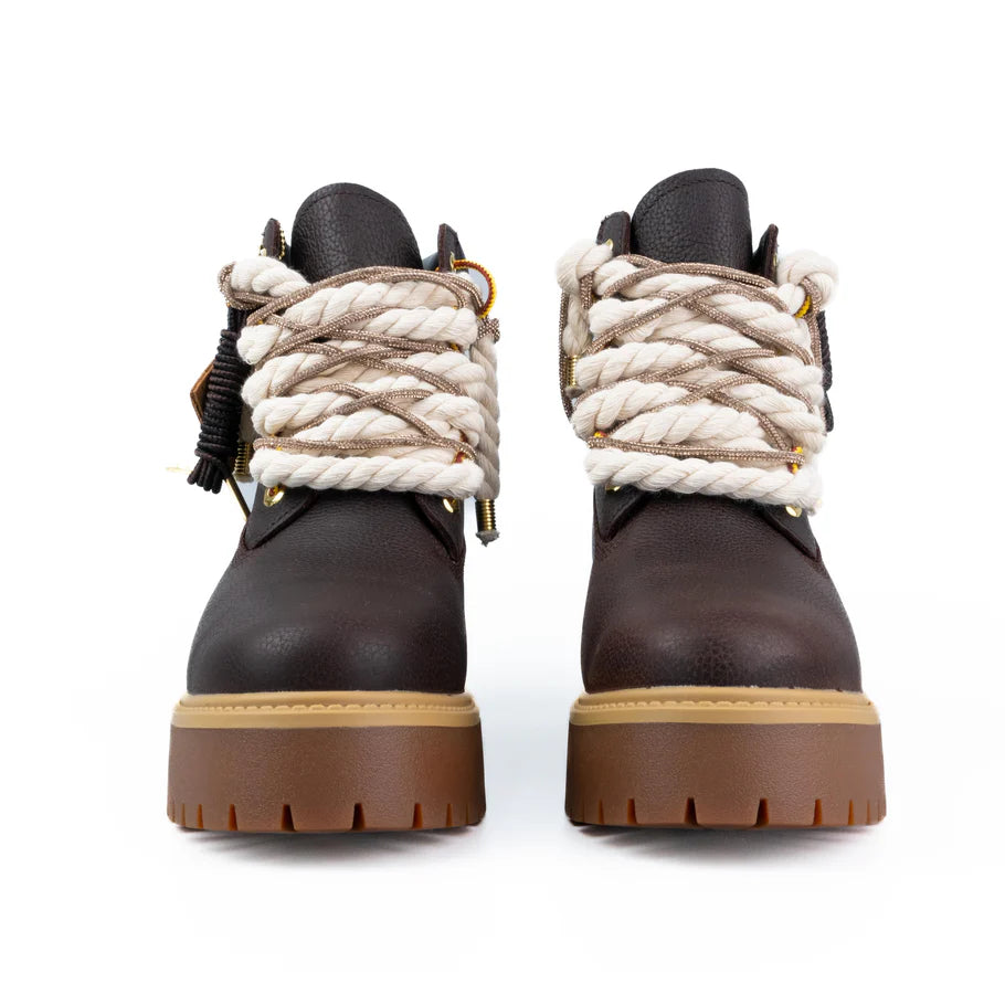 Timberland® Stivale Impermeabile Premium Stone Street Marrone Scuro Custom Corda Rope Laces Gold Swarovski Lacci