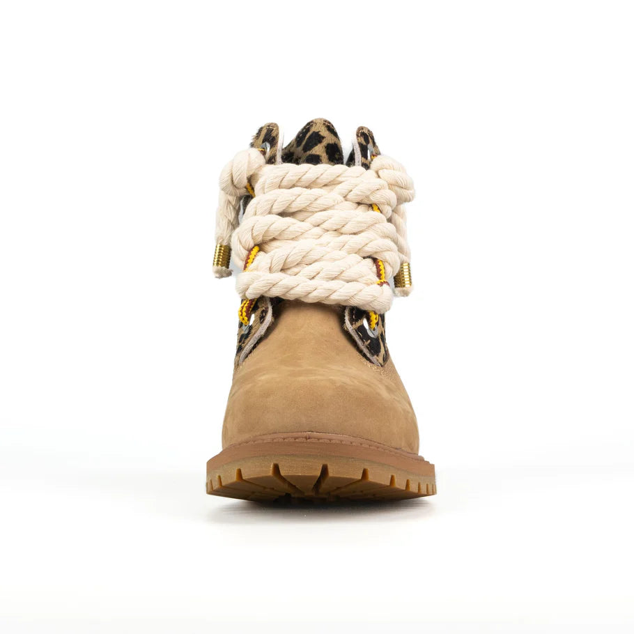 Timberland® Stivale Impermeabile Premium Beige Leopard Custom Corda Beige Rope Laces