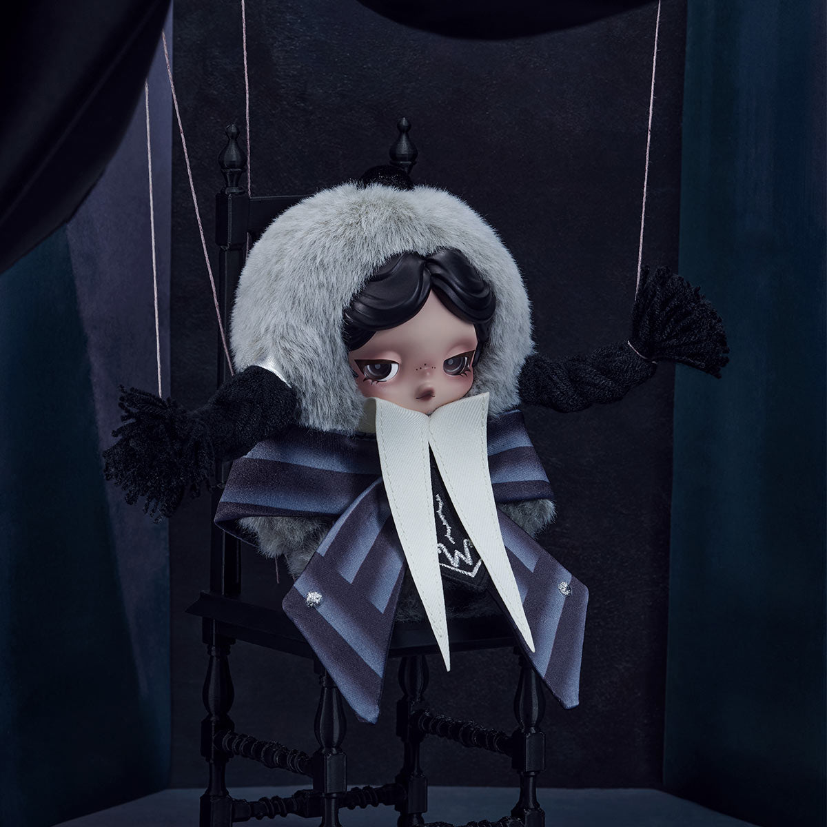 Pop Mart SKULLPANDA × Wednesday Plush (Nevermore Academy Uniform Version）