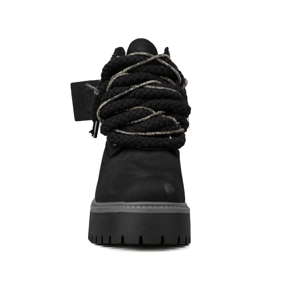 Timberland® Stivale Impermeabile Platform Premium Stone Street Black Custom Corda Black Rope Laces Swarovski