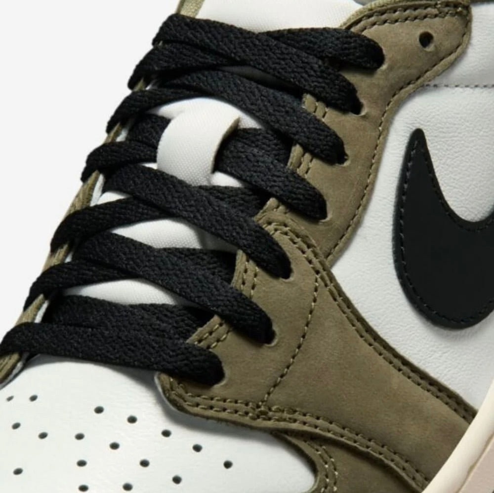 Jordan 1 Low Medium Olive Summit White Sail Black