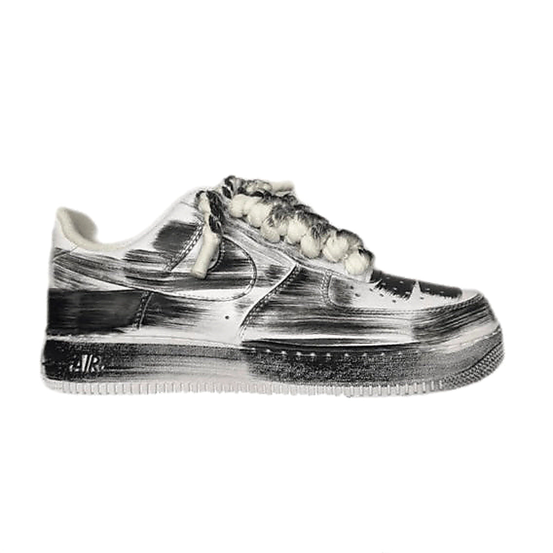 Nike Air Force 1 Custom White Rope Laces Effetto Sporco Spuorc Paint