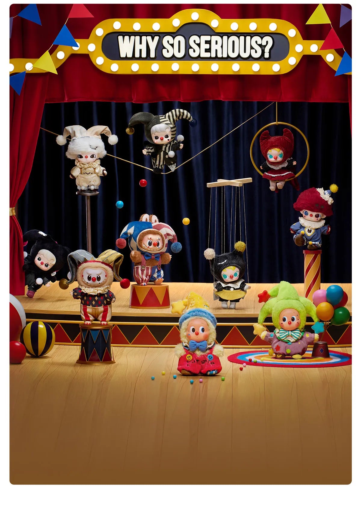 Pop Mart Why So Serious Series Labubu Dimoo Flame Clown Vinyl Plush Pendant