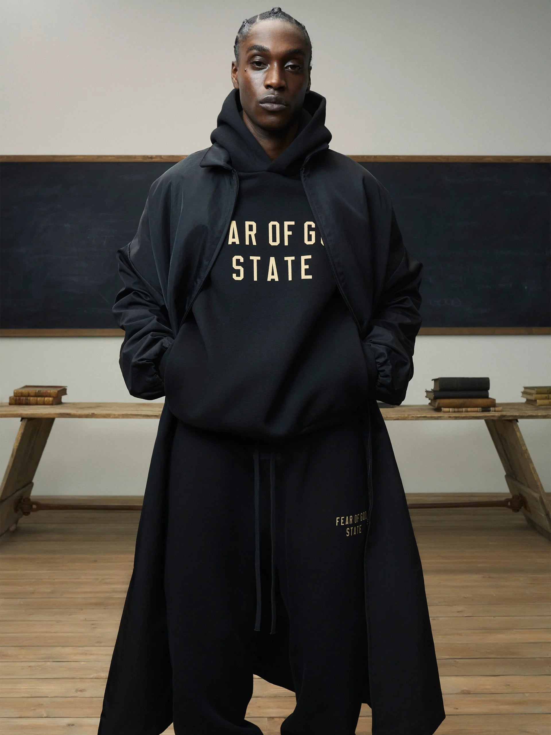 Fear Of God Essentials Fleece Hoodie State (FW24) Black