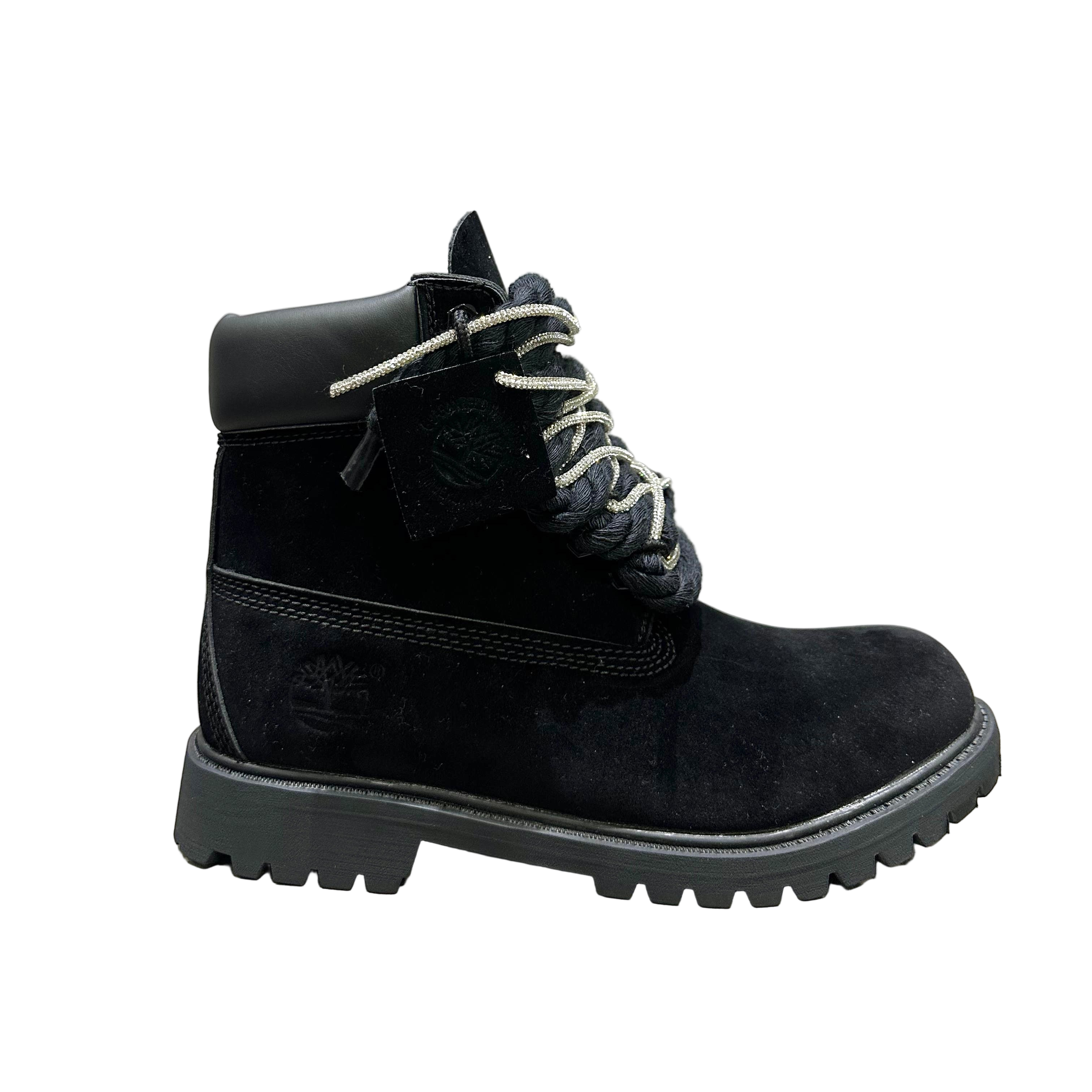 Timberland® Stivale Impermeabile Premium Black Custom Corda Black Nera Rope Laces Silver Swarovski